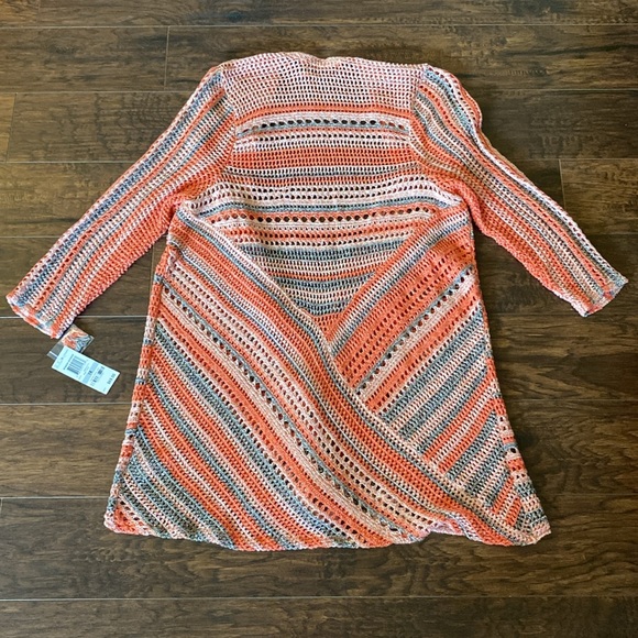 NWT Macy's Style & Co Coral Open Front Crochet Cardigan - Picture 7 of 7